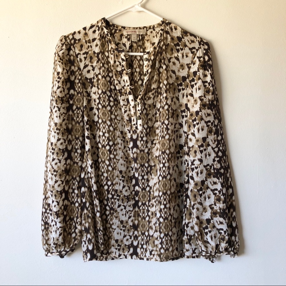 Banana Republic Silk Leopard Print Blouse